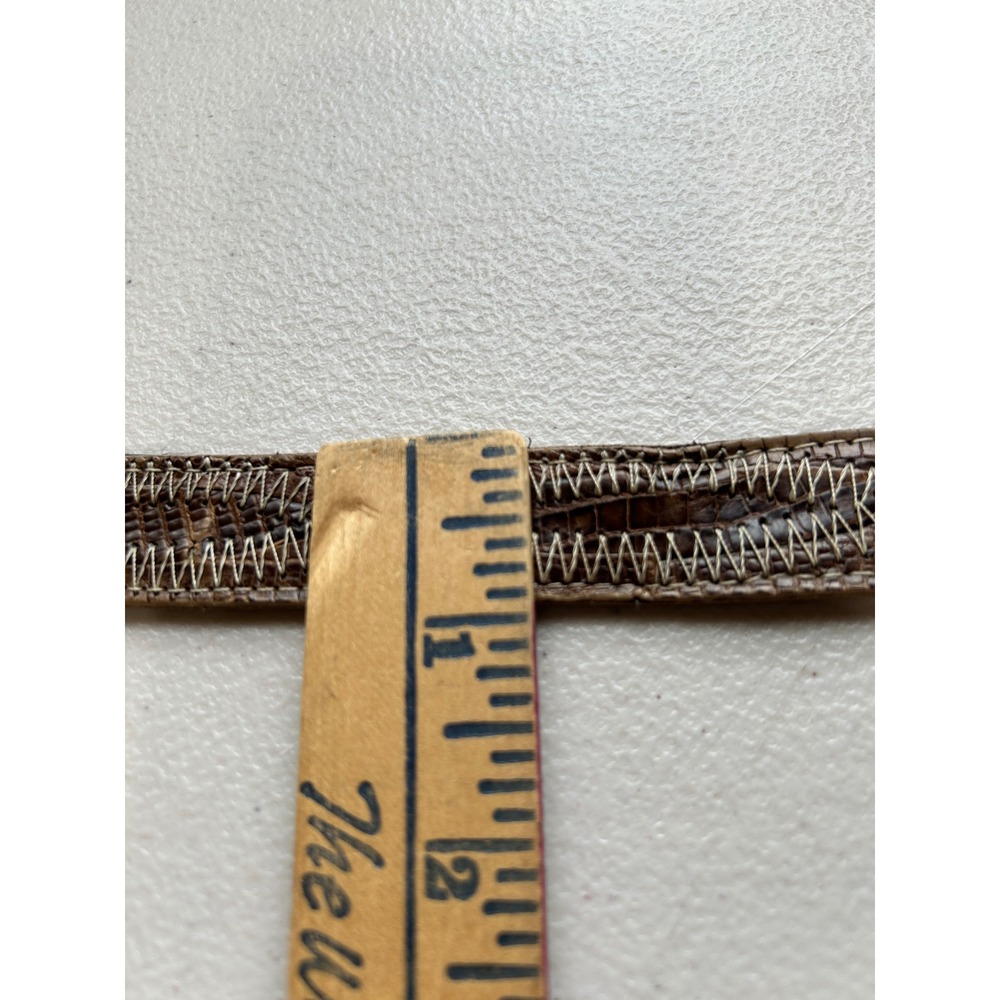 Justin Brown Genuine Lizard Western Belt Made in USA Zig Zag Stitch Size 32 - Picture 6 of 6